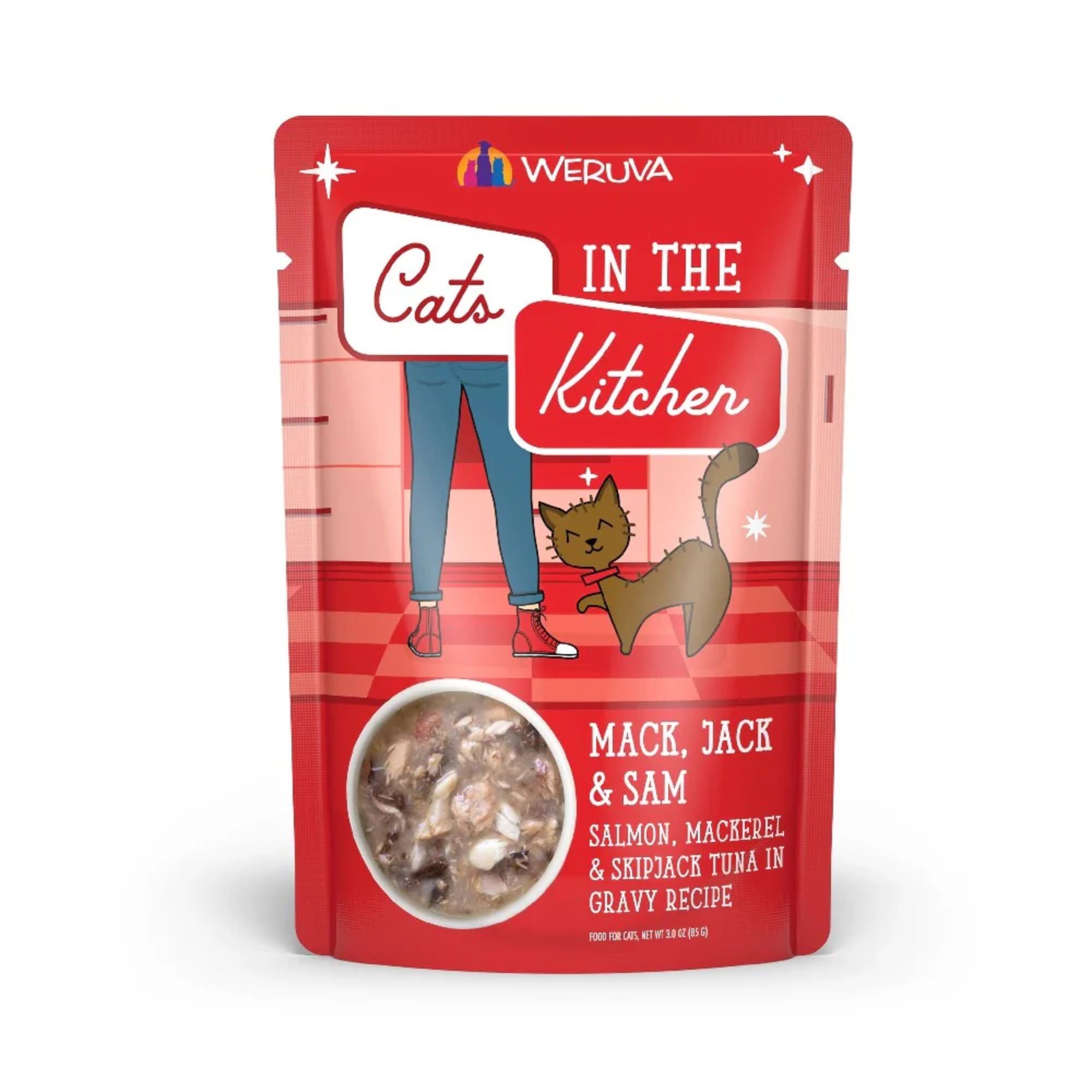 Weruva Cats in the Kitchen Mack, Jack and Sam - Salmon, Mackerel & Skipjack Tuna in Gravy
