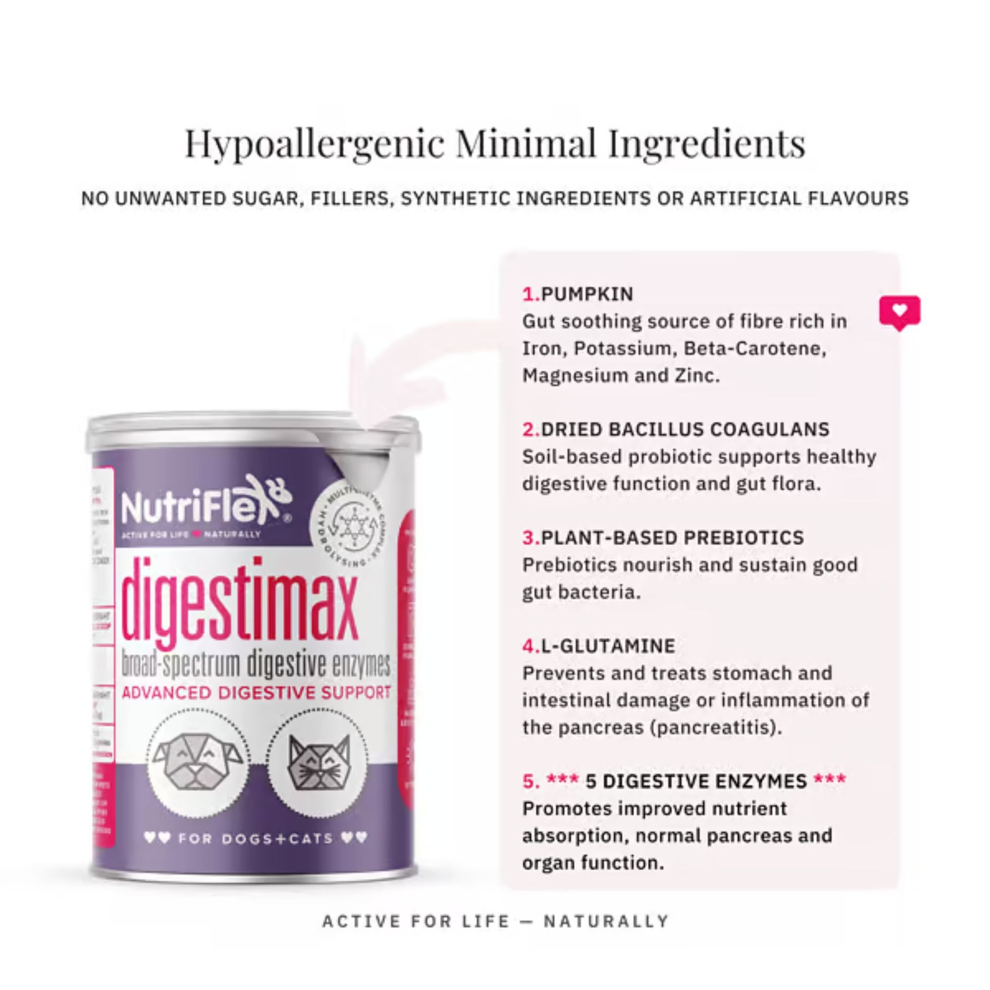 NutriFlex DigestiMax Extra-Strength Probiotics For Dogs And Cats