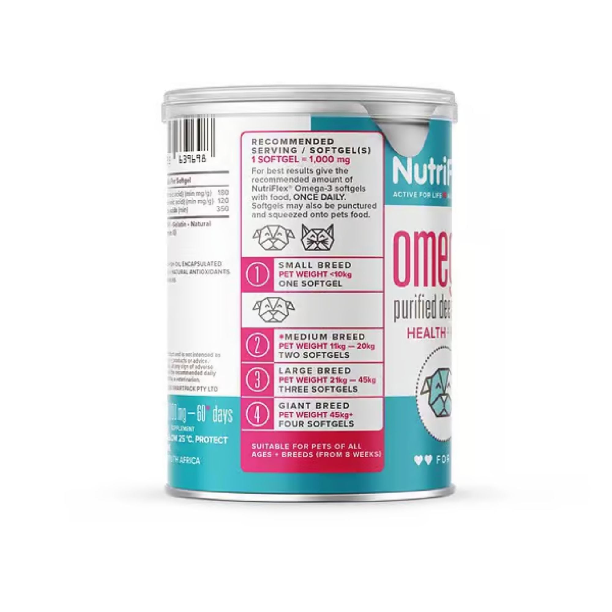 Nutriflex OmegaMax Omega 3 For Dogs & Cats | Fish Oil Softgels 120 x 1000mg