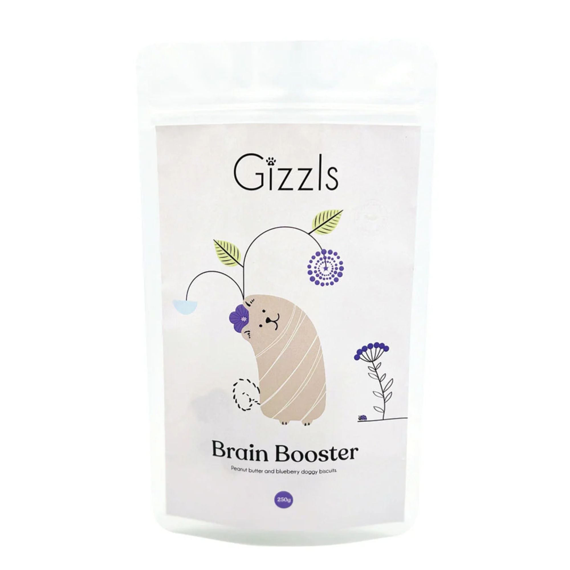 Gizzls Brain Booster Peanut Butter & Blueberry Dog Treats