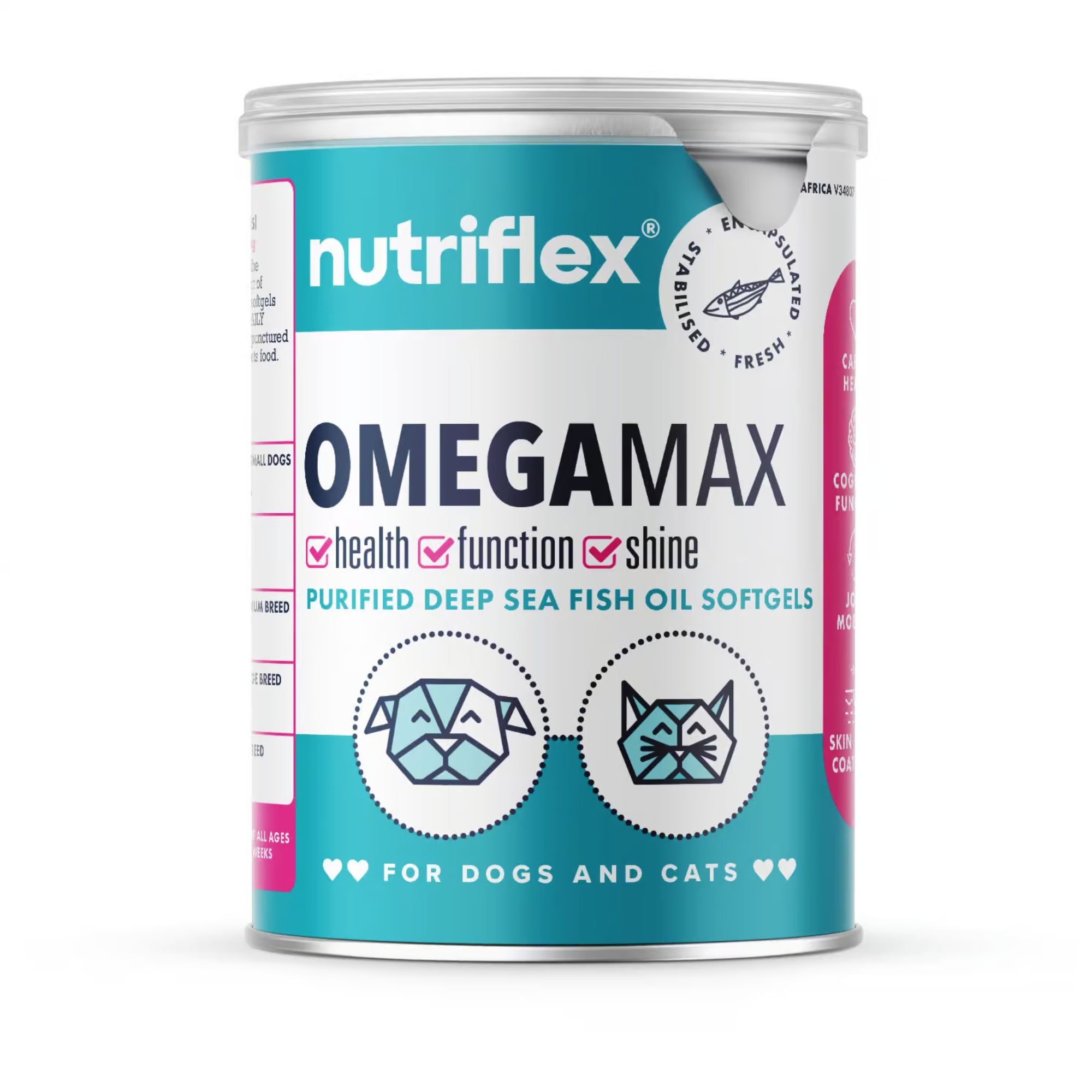 Nutriflex OmegaMax Omega 3 For Dogs & Cats | Fish Oil Softgels 120 x 1000mg