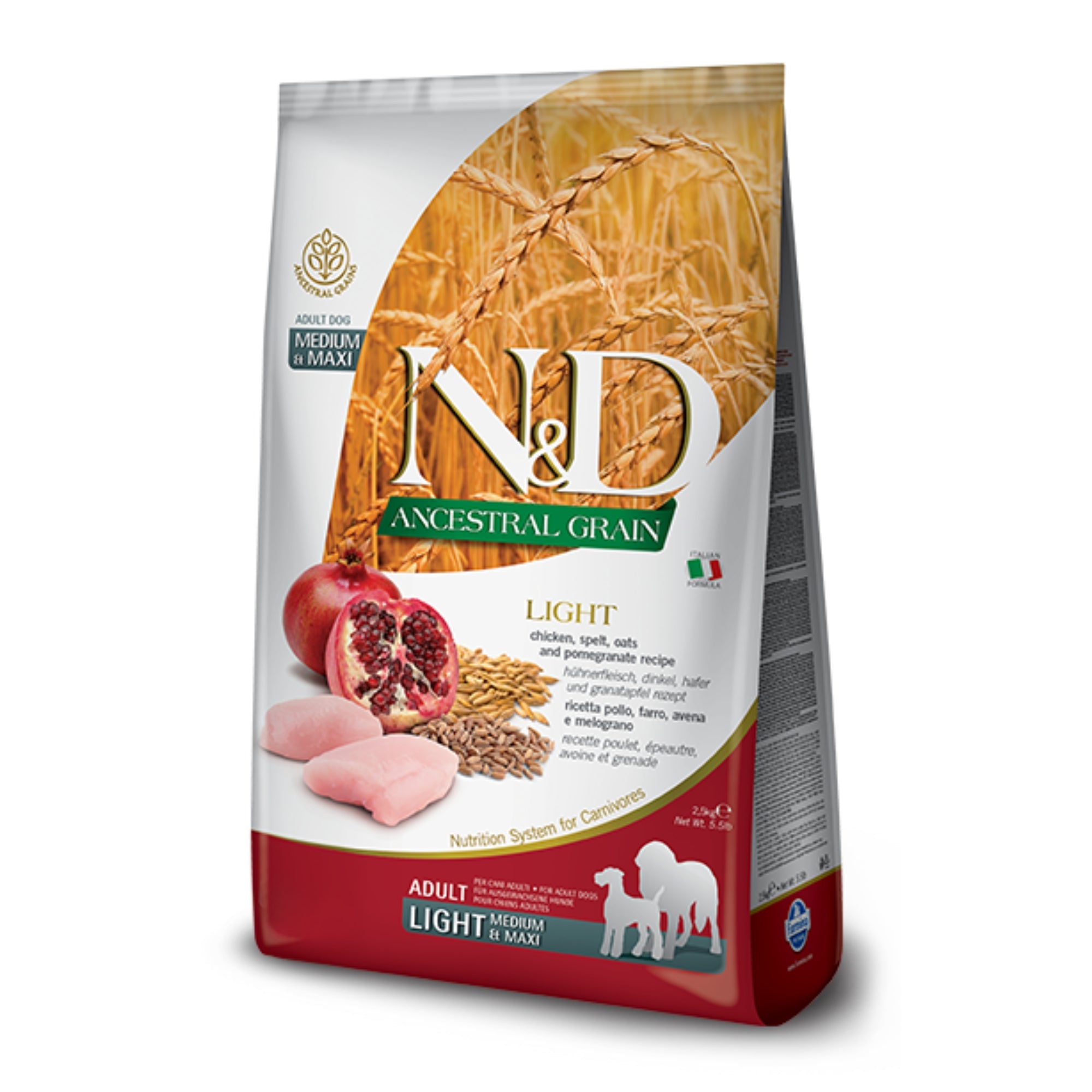 Farmina N&D Ancestral Grain Italian Chicken & Pomegranate Light Adult Medium & Maxi Breed